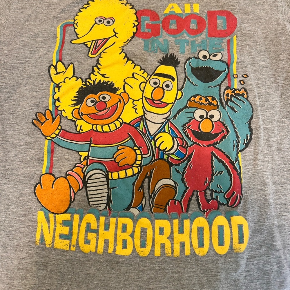 Sesame Street Gray Tee with Colorful Characters - Picture 2 of 5